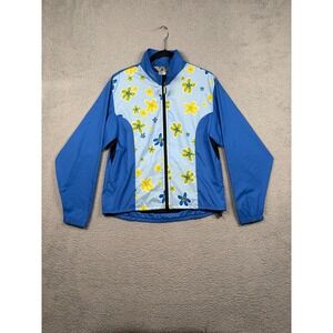 Sugoi Cycling Windbreaker Jacket Blue Floral Print Full Zip Womens Medium